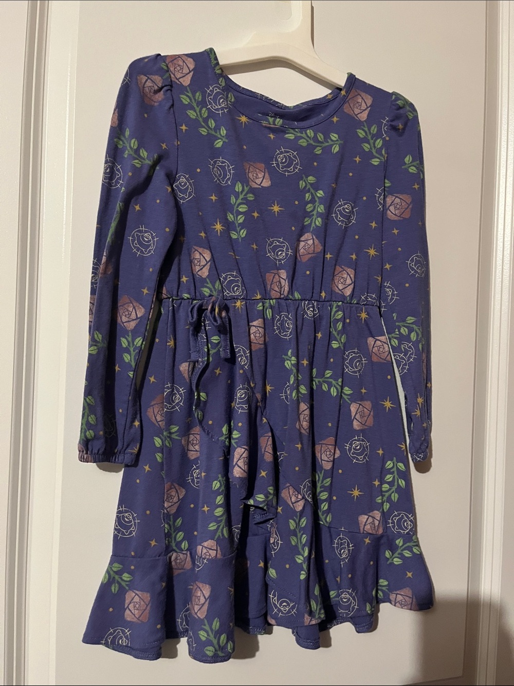 Disney Purple Floral & Star Long-Sleeve Dress